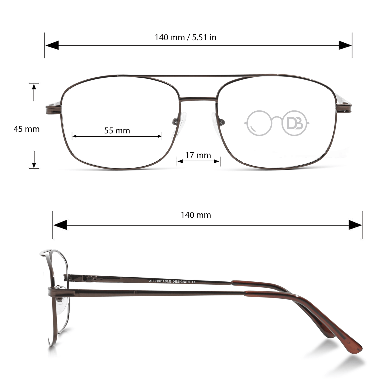 DebSpecs Aviator Style Reading Glasses ee larry Brown infographic