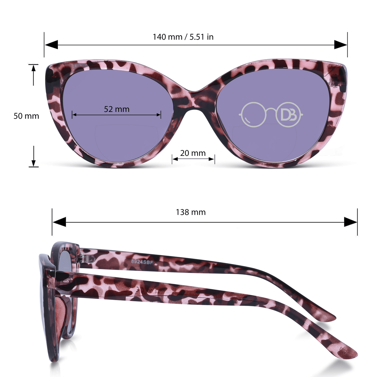 DebSpecs Bifocal sun Cream Tortoise infographic