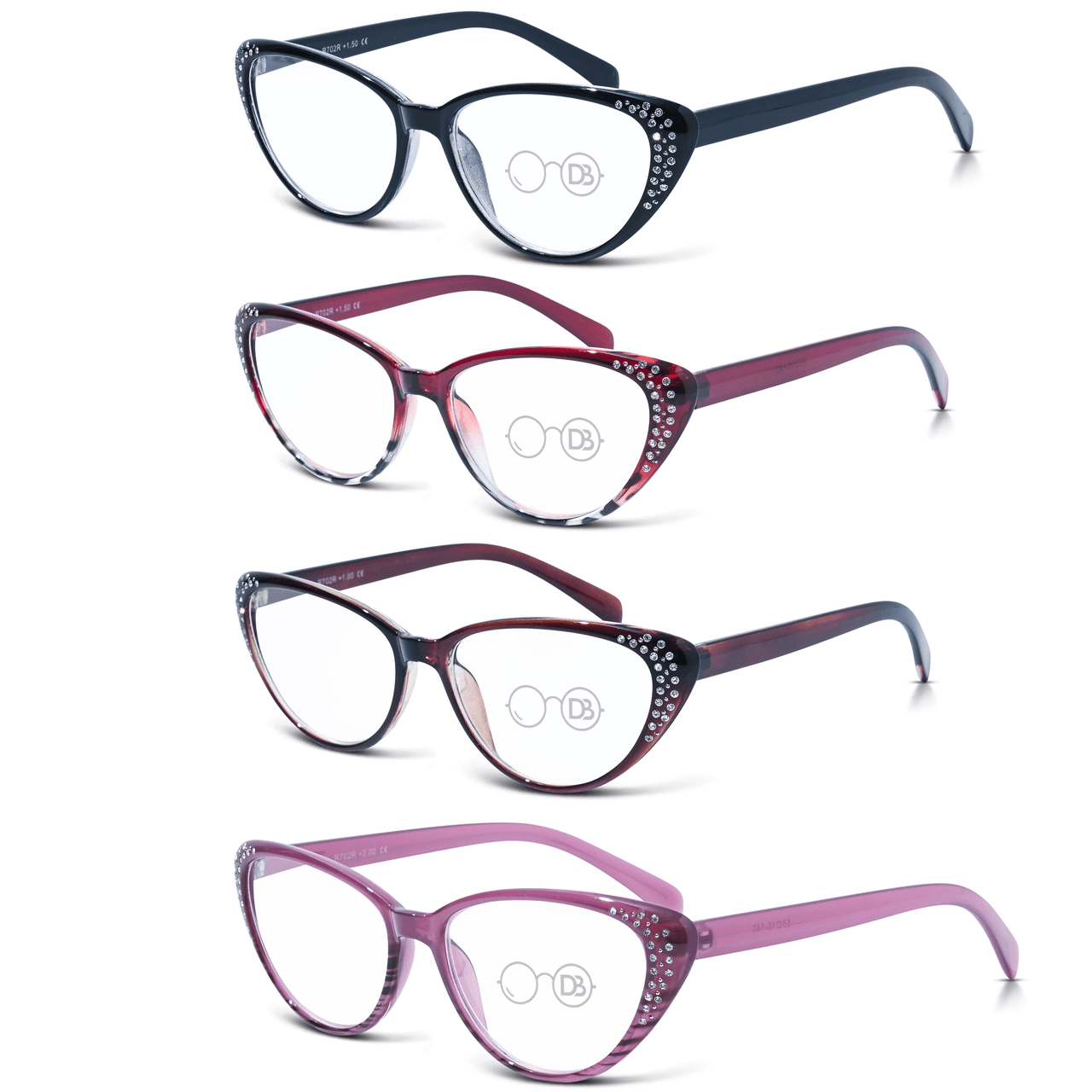 DebSpecs Cat Eye Reading Glasses with Rhinestones oc702 product group