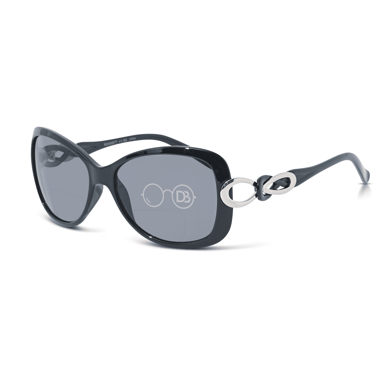 DebSpecs Chic Bifocal Sunglasses Readers oc 599bf Black angled view