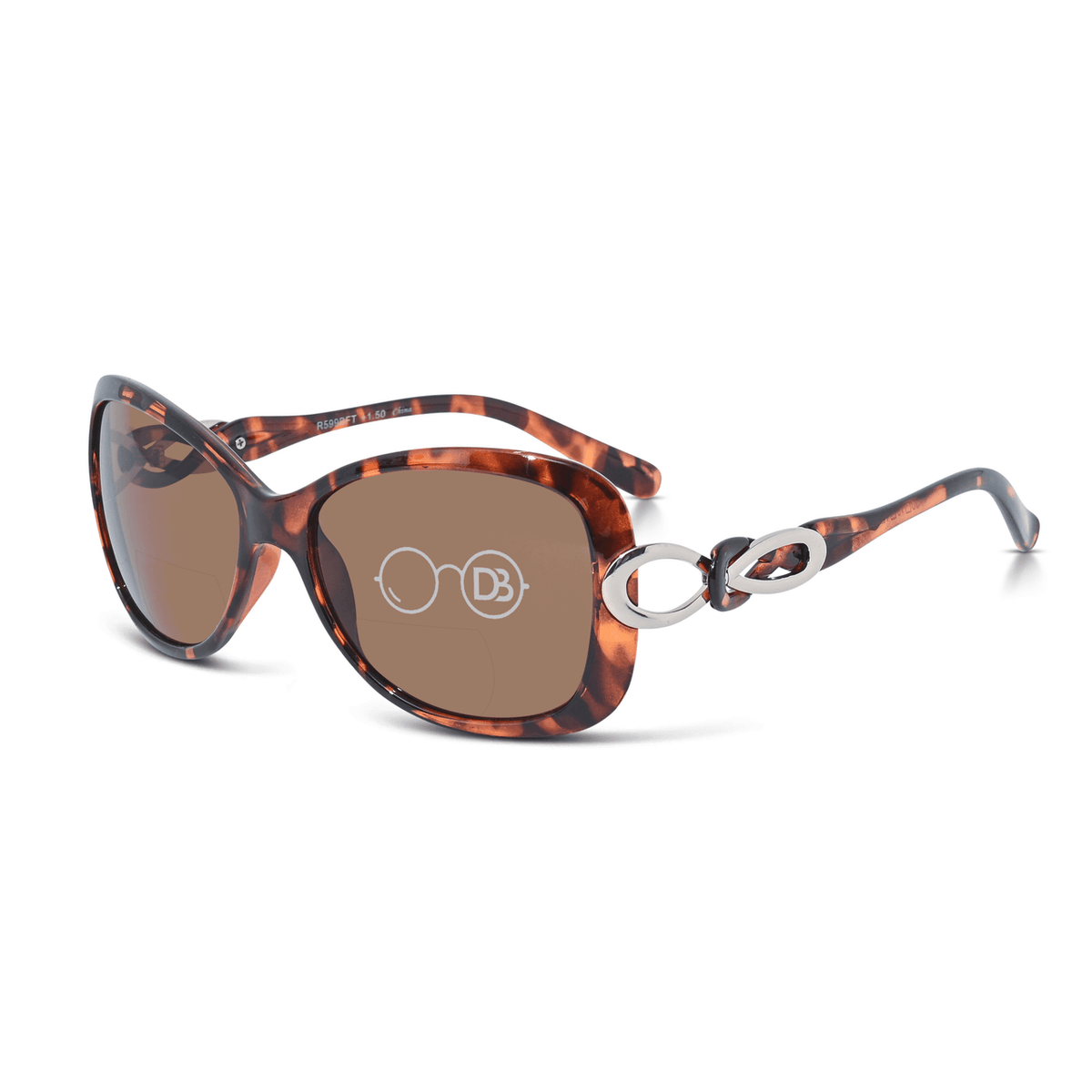 DebSpecs Chic Bifocal Sunglasses Readers oc 599bf Tortoise angled view