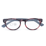 DebSpecs Colorful Round Reading Glasses oc678s Tortoise Red with Grey Arm front folded view