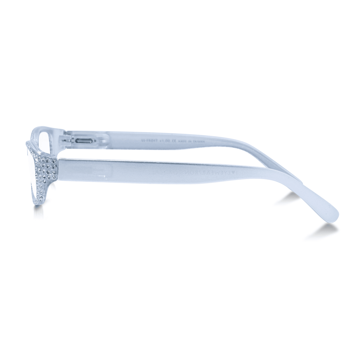 DebSpecs Crystal Readers with Case ronfrosty Frost side view
