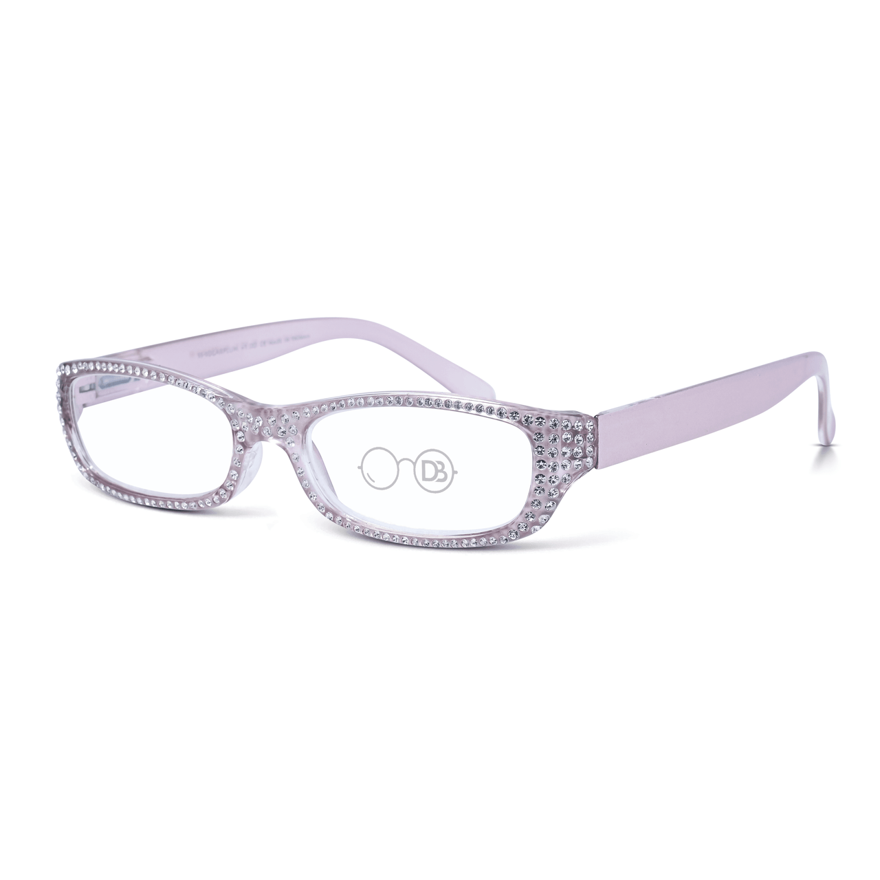 DebSpecs Crystal Readers with Case ronfrosty Sugar Plum angled view