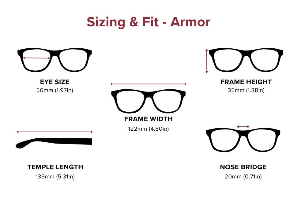 DebSpecs Large-size eyewear fit guide Armor