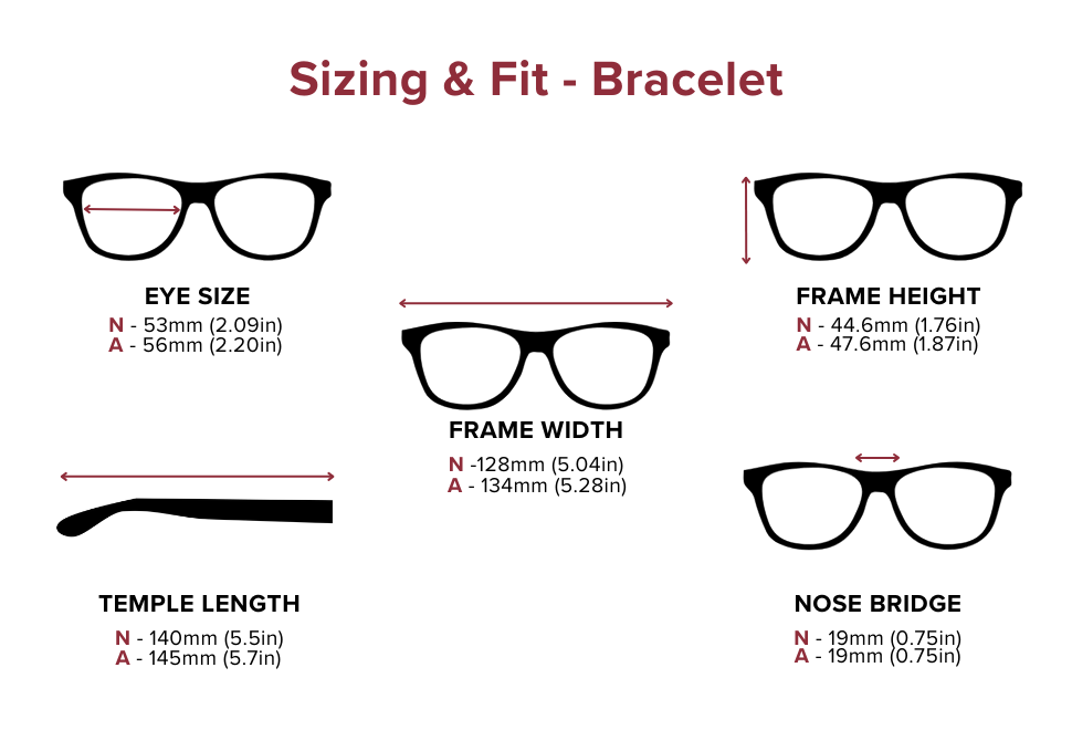 DebSpecs Large-size eyewear fit guide Bracelet