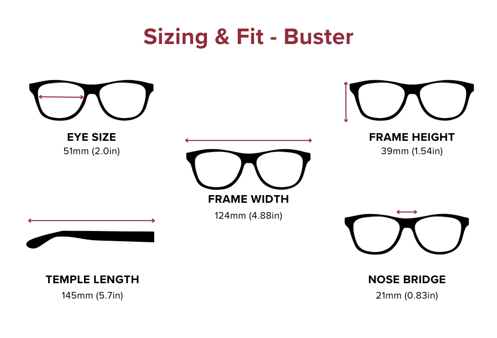 DebSpecs Large-size eyewear fit guide Buster