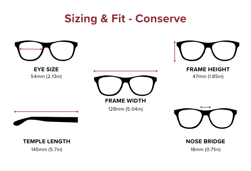 DebSpecs Large-size eyewear fit guide Conserve