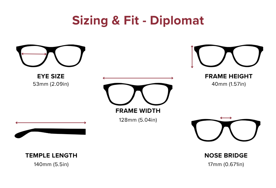 DebSpecs Large-size eyewear fit guide Diplomat
