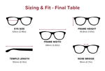 DebSpecs Large-size eyewear fit guide Final Table