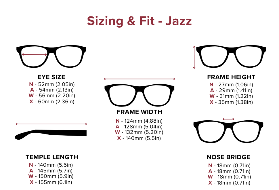 DebSpecs Large-size eyewear fit guide Jazz