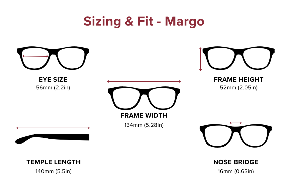 DebSpecs Large-size eyewear fit guide Margo