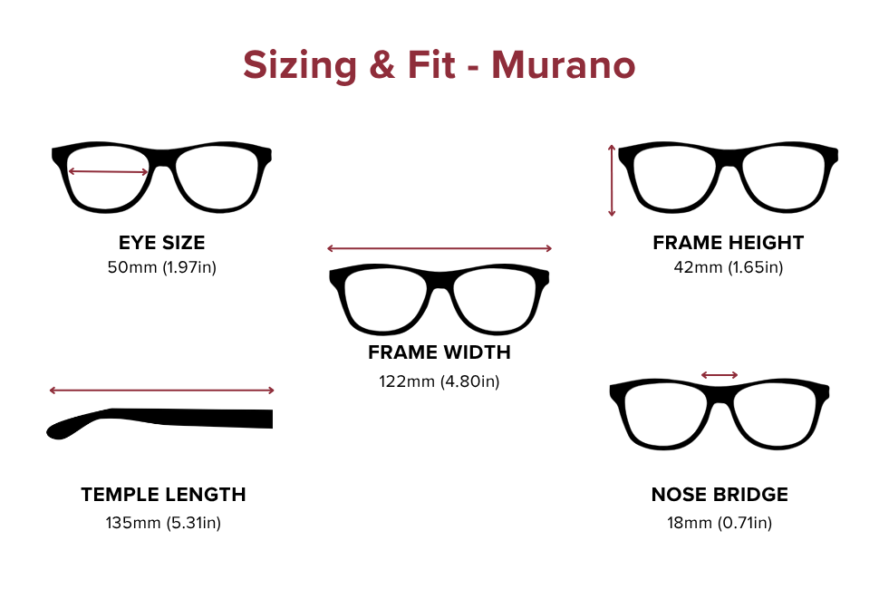 DebSpecs Large-size eyewear fit guide Murano