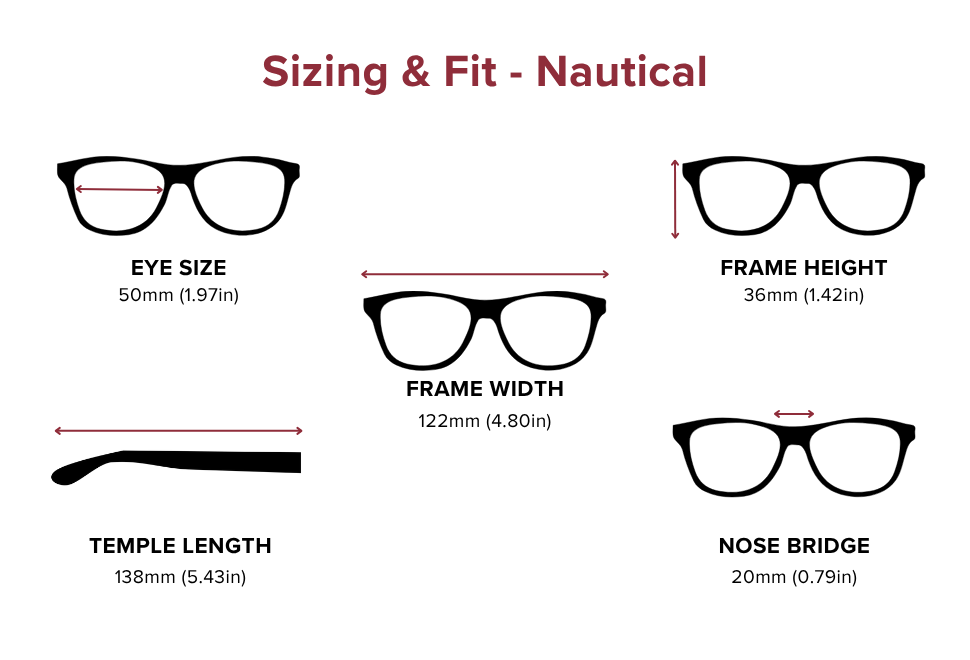 DebSpecs Large-size eyewear fit guide Nautical