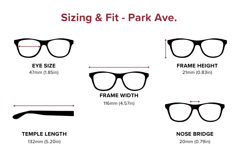 DebSpecs Large-size eyewear fit guide Park Ave