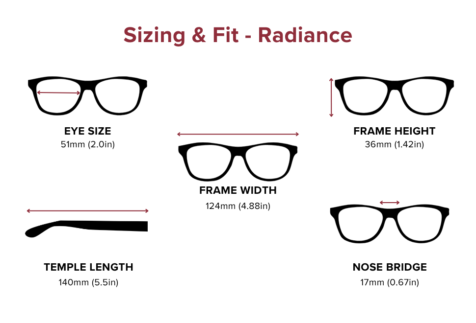 DebSpecs Large-size eyewear fit guide Radiance