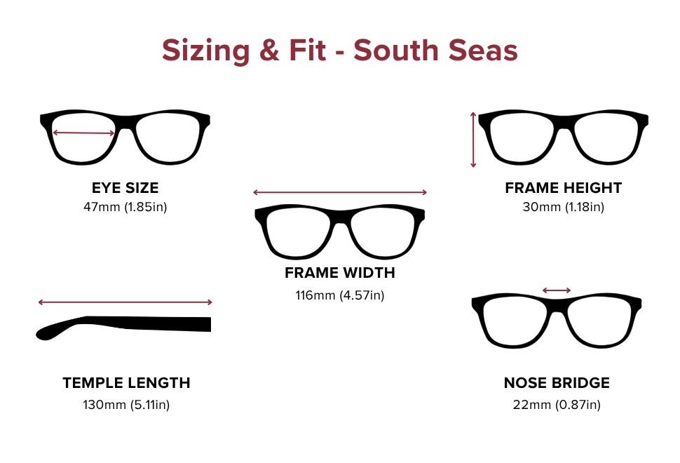 DebSpecs Large-size eyewear fit guide South Seas