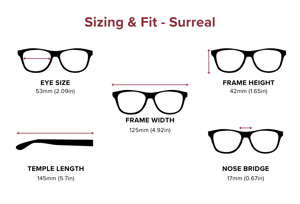 DebSpecs Large-size eyewear fit guide Surreal