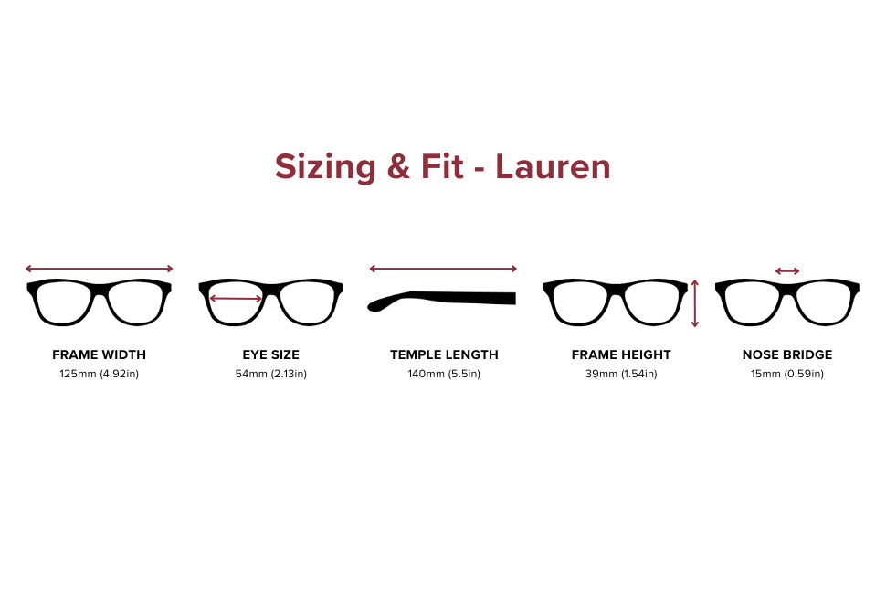 DebSpecs Medium Sizing Fit Info Lauren eyewear