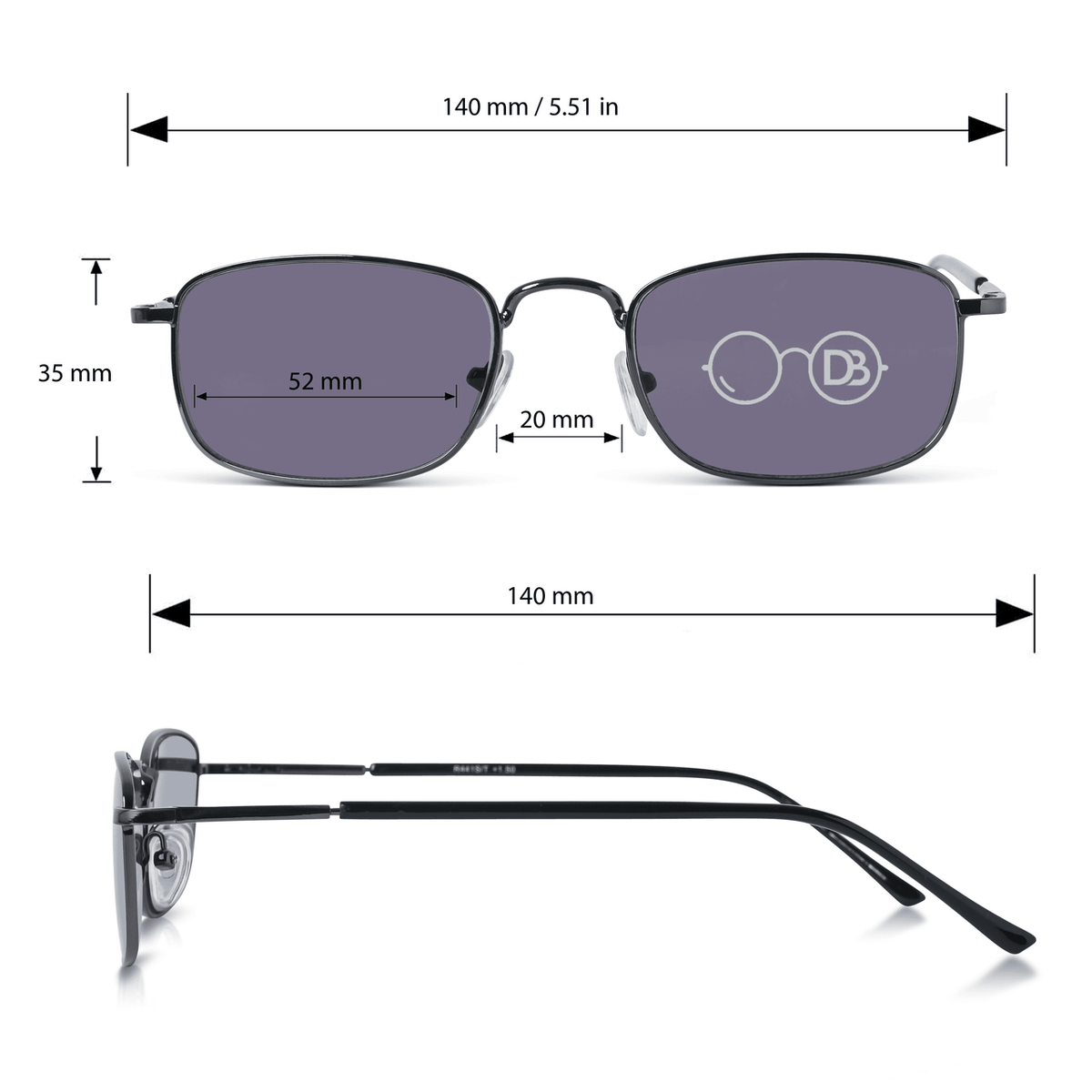 DebSpecs Mens Metal Flex Spring Hinge Sun Reader oc 441st Gun Metal Smoke Lens infographic