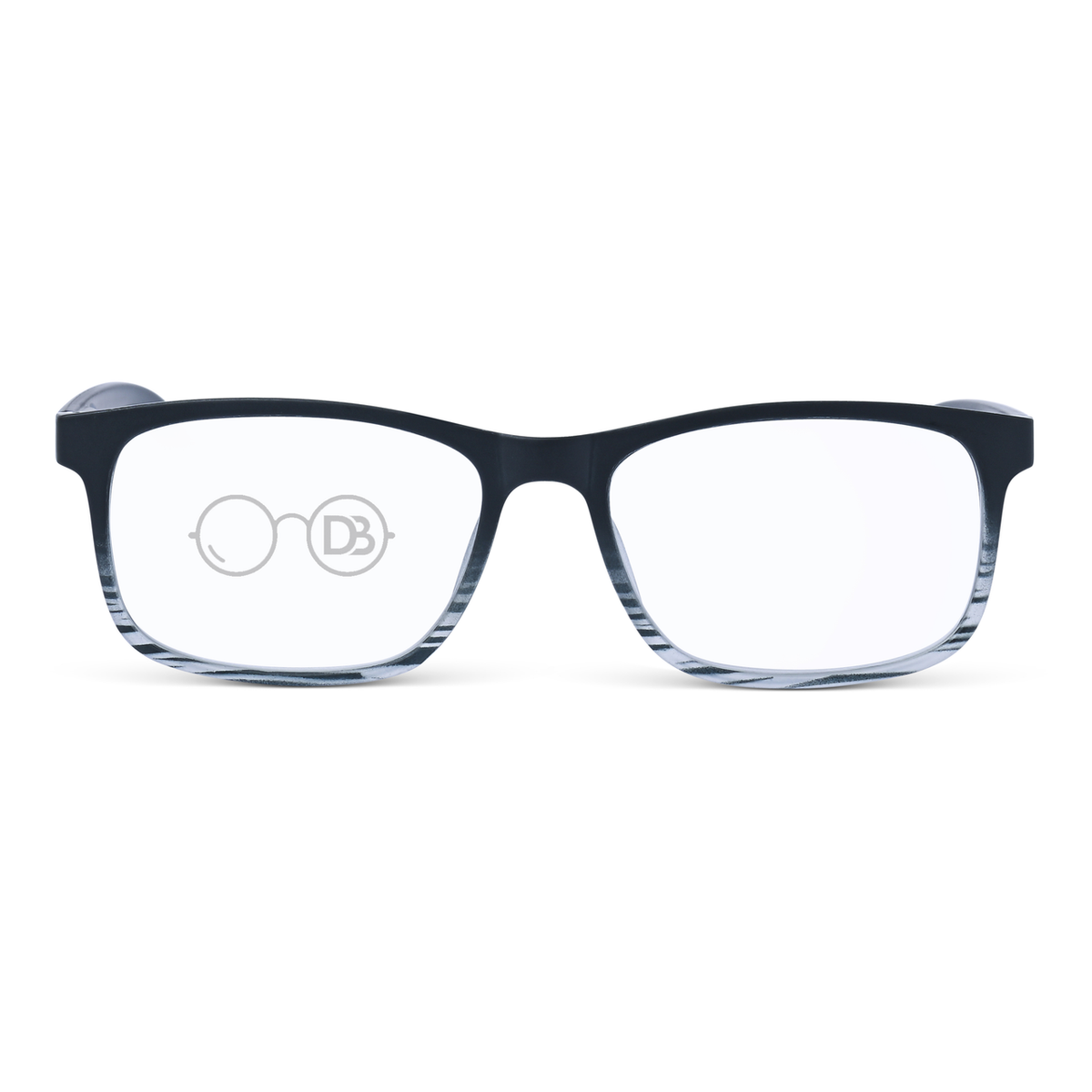 DebSpecs Mens Rectangle Frame Reading Glasses ocr413s Black front view