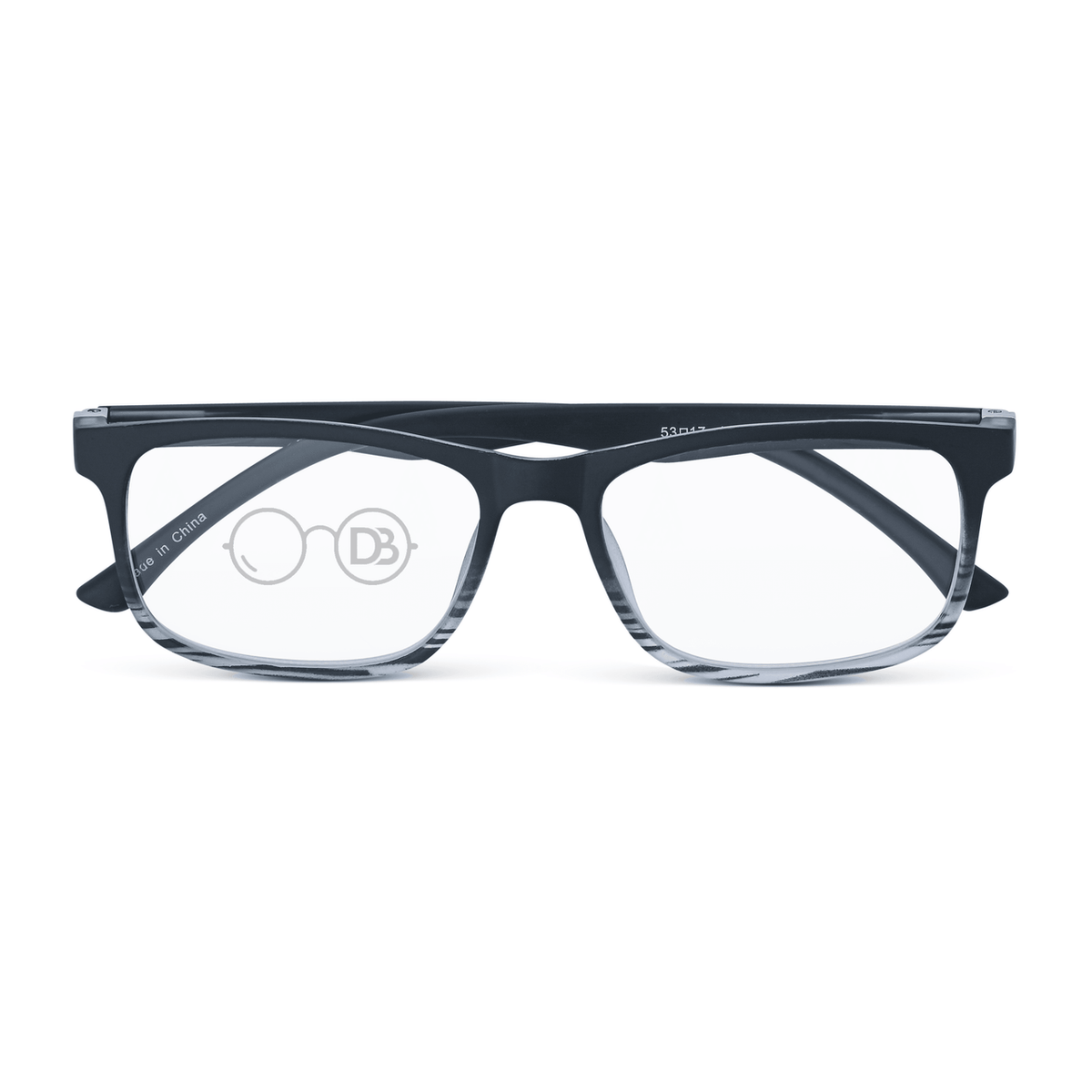 DebSpecs Mens Rectangle Frame Reading Glasses ocr413s Black front folded view
