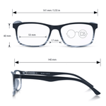 DebSpecs Mens Rectangle Frame Reading Glasses ocr413s Black infographic
