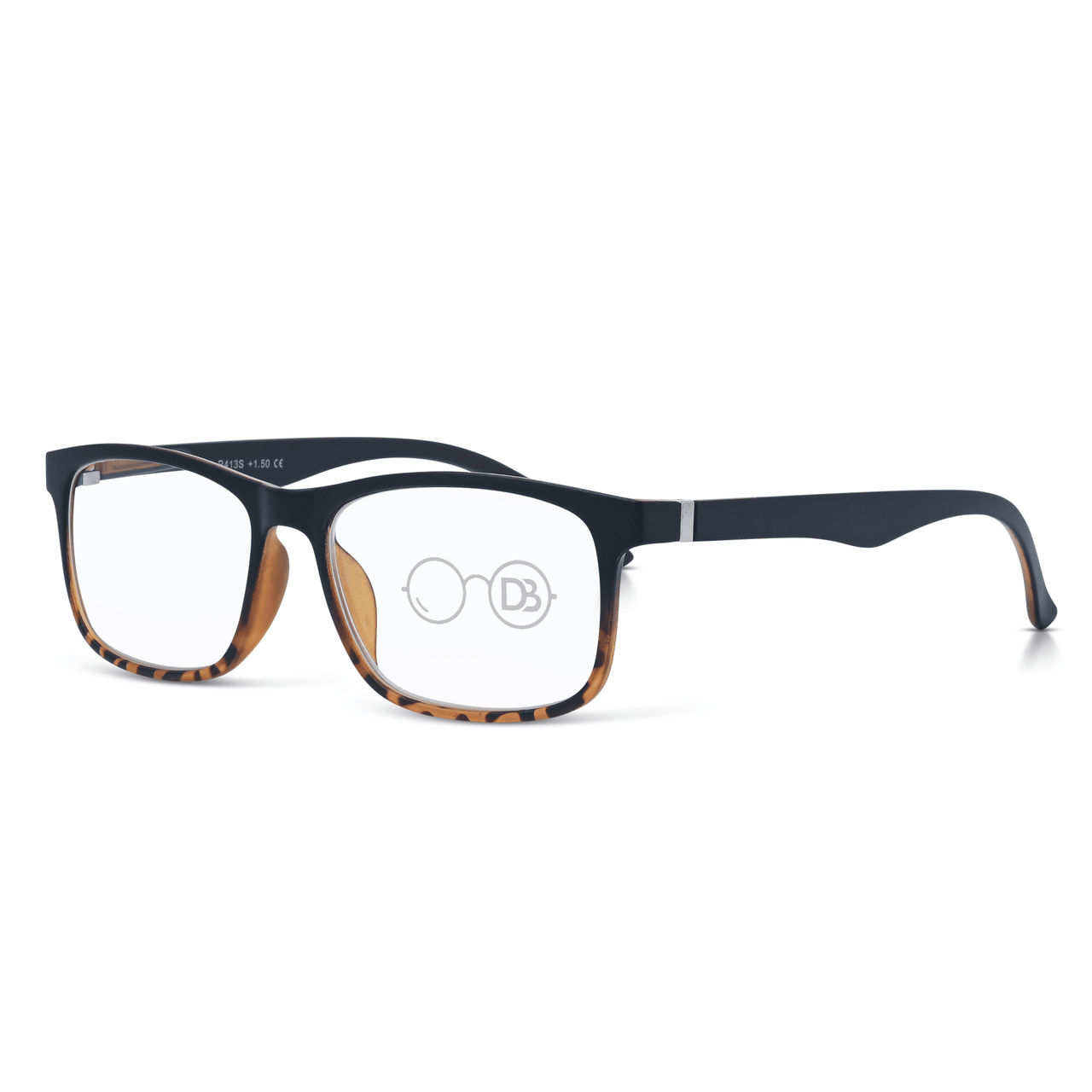 DebSpecs Mens Rectangle Frame Reading Glasses ocr413s Caramel angled view