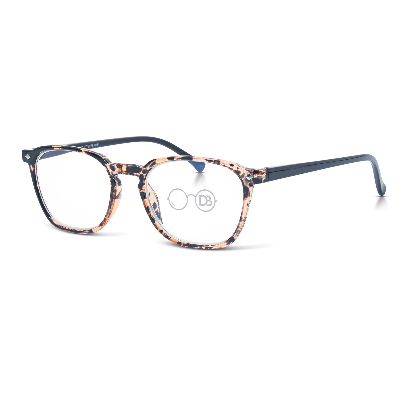DebSpecs Progressive Multi Focal Reader Brown Tortoise angled view eyewear