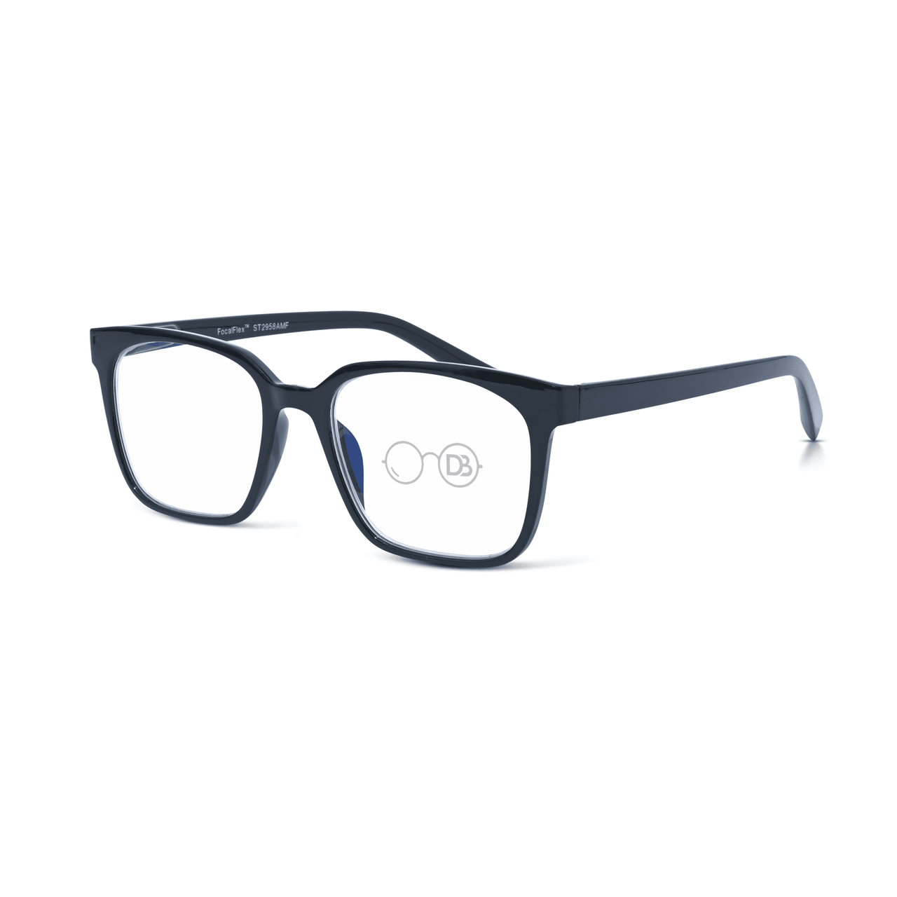 DebSpecs Progressive Multi Focal Rectangle Reader Black angled view eyewear