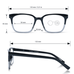 DebSpecs Progressive Multi Focal Rectangle Reader Black and Clear infographic