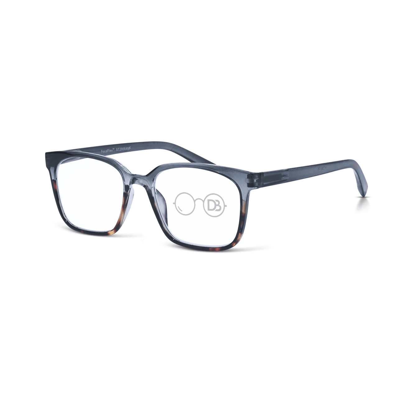 DebSpecs Progressive Multi Focal Rectangle Reader Tortoise angled view eyewear