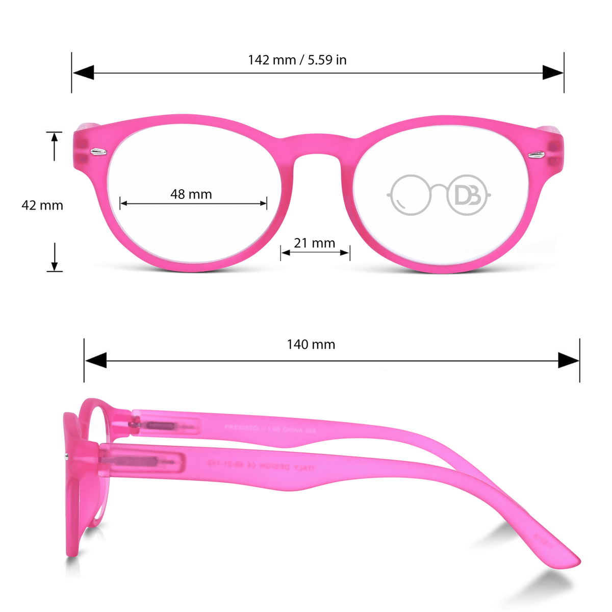DebSpecs Progressive Multi focal Reading Glasses papre3052cl2936 Raspberry infographic