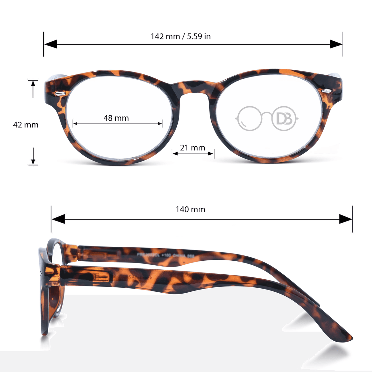 DebSpecs Progressive Multi focal Reading Glasses papre3052cl2936 Tortoise Brown infographic