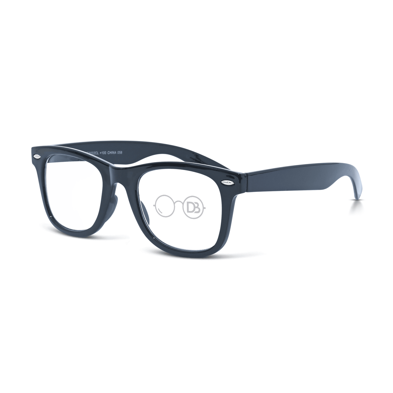 DebSpecs Progressive multi focal round reader paprE9002cl2938 Black angled view eyewear