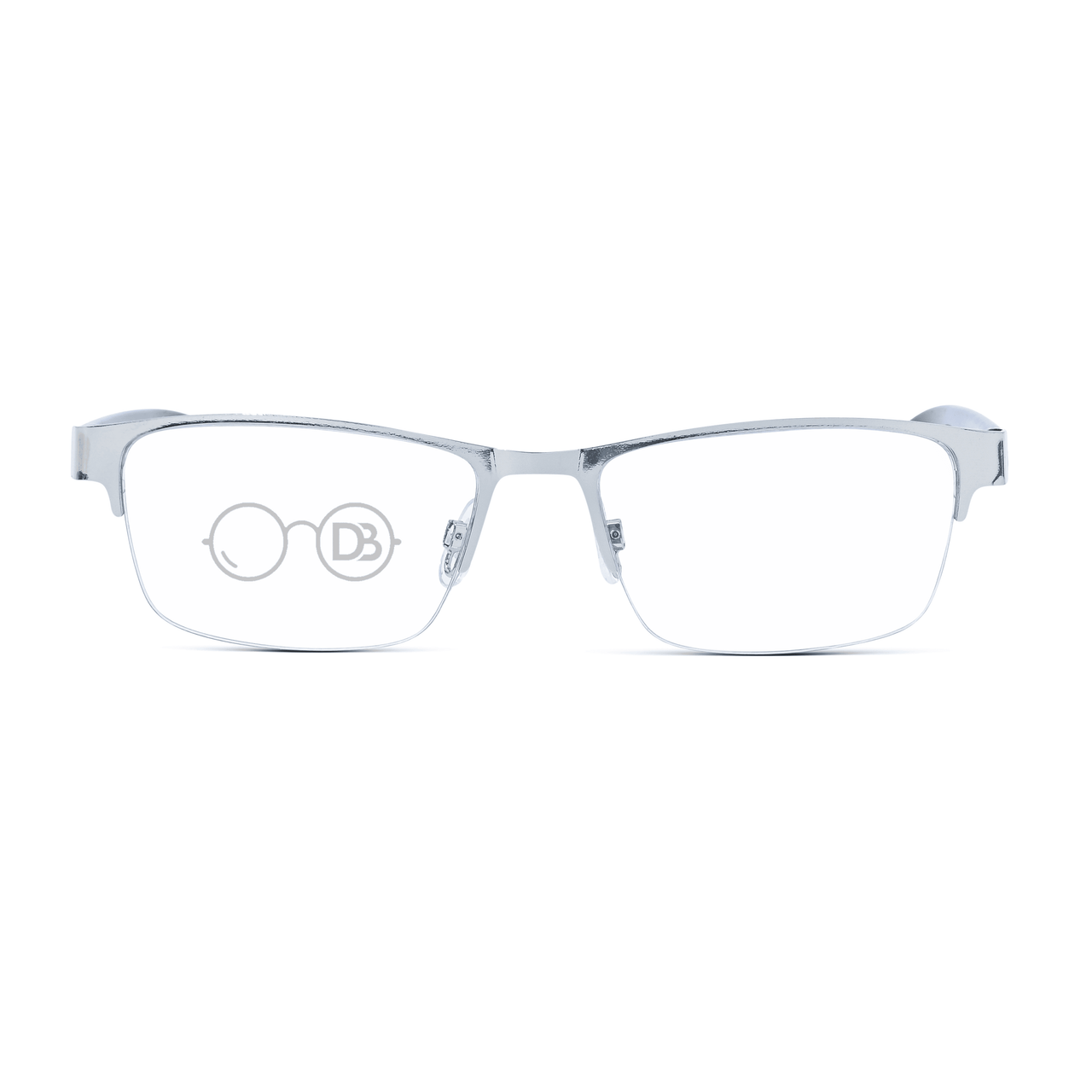 DebSpecs Rimless Rectangle Metal Progressive Reader papre3061cl Silver front view eyewear