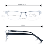 DebSpecs Rimless Rectangle Metal Progressive Reader papre3061cl Silver infographic