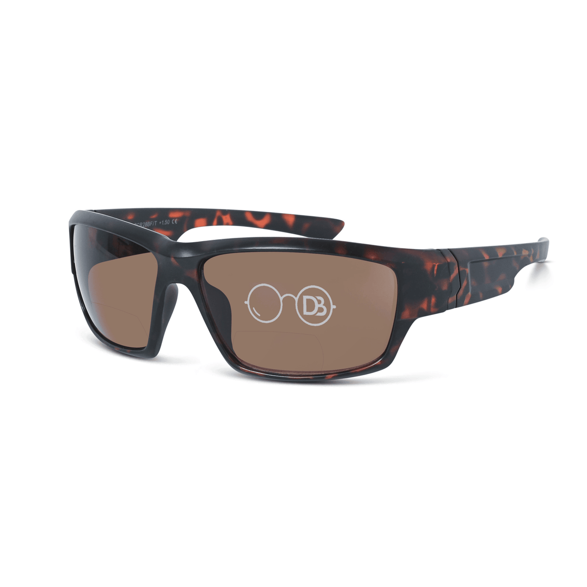 DebSpecs Wrap around Bifocal Reading Sunglasses ocr28bf Tortoise angled view