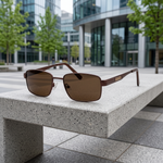 DebSpecs main event brown gold sun product shot eyewear