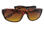 bifocal sunglass, sporty lightweight frame, amber brown tinted lenses, and choice of black or tortoise brown frame